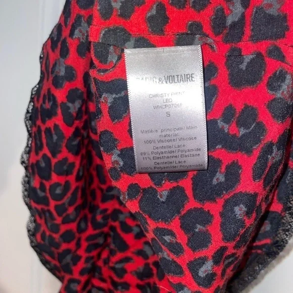 New! Zadig & Voltaire Christy SILK Top in the Red Leopard Print  ❤️ Small - Picture 16 of 16